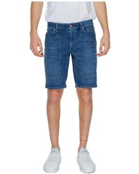 Jeckerson - Shorts blu plain con chiusura a zip - Lyst