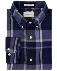 GANT - Donkerblauw Geruit Overhemd Met Borstzak - Lyst