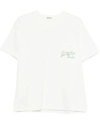 Bode - Tops ,Wit ,Katoen Geneva Beaded Pocket T-Shirt - Lyst