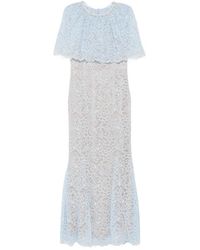 Self-Portrait - Kleedjes ,Blauw ,Katoen Kanten Cape Midi Jurk - Lyst