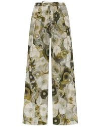 Deha - Broeken ,Veelkleurig ,Katoen Broek Met Bloemenprint - Lyst