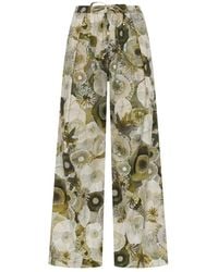 Deha - Broeken ,Veelkleurig ,Katoen Broek Met Bloemenprint - Lyst