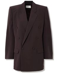 Saint Laurent - Jassen ,Bruin ,Bruine Zijden Blazer Klassieke Stijl - Lyst