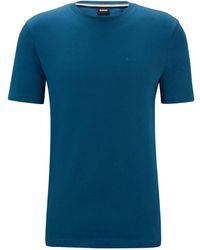 BOSS - Boss t-shirt uomo in jersey di cotone con logo stampato in gomma thompson 01 50468347 colore blu petrolio - Lyst