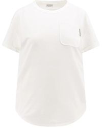 Brunello Cucinelli - Camiseta blanca con bolsillo y cuello redondo - Lyst