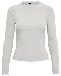 Karen By Simonsen - Tops ,Grijs ,Opal Melange Lange Mouwen T-Shirt - Lyst