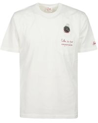 Mc2 Saint Barth - Weiße baumwoll-t-shirt mit roter stickerei - Lyst