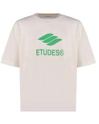 Etudes Studio - Magliette in cotone bianca con stampa logo - Lyst