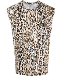 Moschino - Tops ,Veelkleurig ,Katoen Tanktop Met Logo En Luipaardprint - Lyst
