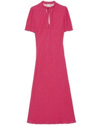 Ines De La Fressange Paris - Vestido rosa estampado con cuello de gota - Lyst