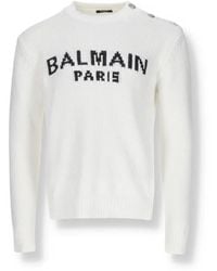 Balmain - Suéter de logotipo de algodón de - Lyst