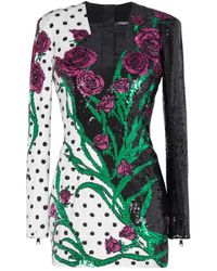 Balmain - Kurzes kleid mit rosen- und polka dots-print - Lyst