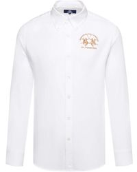 La Martina - Camicia con logo ricamato - bianco - Lyst