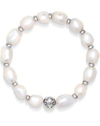 Nialaya - `s wristband with baroque pearls and silver - Lyst