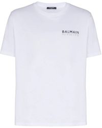 Balmain - Tops ,Wit ,Katoen T-Shirt Met Logo-Print - Lyst