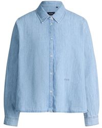 Joop! - Denim Hemdbluse Mit Logo-Stickerei - Lyst