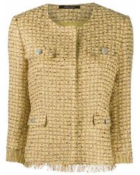 Tagliatore Round Neck Jacket With 4 Pockets - Geel