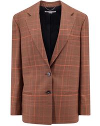 Stella McCartney - Brauner wollblazer mit oversize-passform - Lyst