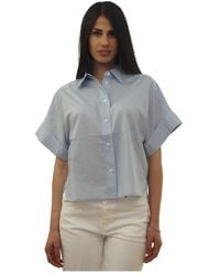 Closed - Overhemden ,Blauw ,Katoen Shirt Met Korte Mouwen - Lyst