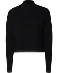 Pinko - Truien & Vesten ,Zwart ,Wol Wollen Trui Met Halfhoge Kraag - Lyst