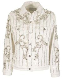 Dondup Trucker Jacket Strass - Wit