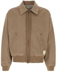 Emporio Armani - Jassen ,Bruin ,Denim Bruine Stretch Denim Bomberjack - Lyst