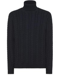 Rrd - Schwarzer cable-knit rollkragenpullover - Lyst