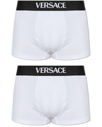 Versace - Ondergoed ,Wit ,Katoen Twee-Pack Katoenen Boxers Met Logo - Lyst