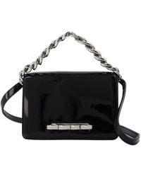 McQueen - Mini-Kettentasche Mit Vier Ringen Aus Schwarzem Lackleder - Lyst