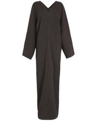 Cortana - Kleedjes ,Bruin ,Wol Nuna, Donkere Jacquard Geruite Jurk - Lyst