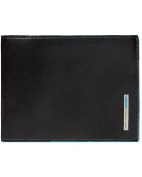 Piquadro - Accessoires ,Zwart ,Leer Zwarte Leren Portemonnee En Kaarthouder - Lyst