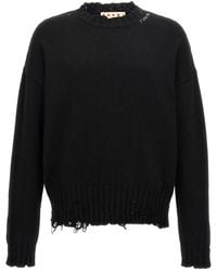 Marni - Destroyed Effect Twisted Crewneck Sweater - Lyst