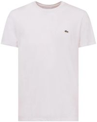 Lacoste - Weiße t-shirts und polos mit gesticktem logo - Lyst