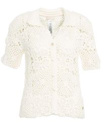 Liu Jo - Weißer Häkel-Cardigan Mit Strass - Lyst