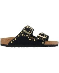 Birkenstock - Arizona Suede Studded Slipers - Lyst