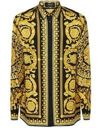 Versace - Printed Long-sleeve Silk Shirt - Lyst