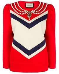 Gucci Pearl Verfraaid Met Hoodie - Rood