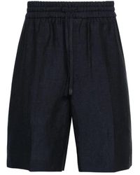 Brioni - Korte Broeken ,Blauw ,Katoen Asolo Linen Shorts - Lyst
