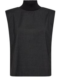 co'couture - Tops ,Zwart ,Polyester Rib Turtleneck Vest Top - Lyst
