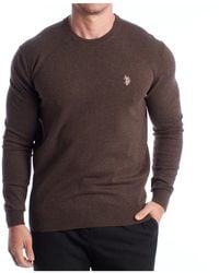 U.S. POLO ASSN. - Truien & Vesten ,Bruin ,Katoen Gebreide Trui Met Ronde Hals - Lyst