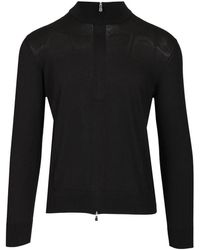 Tagliatore - Katoen En Zijde Sweater Met Hoge Kraag En Rits - Lyst