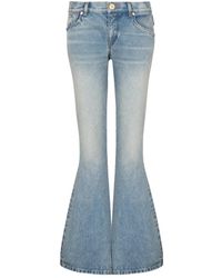Balmain - Jeans ,Blauw ,Katoen Western Low-Rise Bootcut Jeans - Lyst