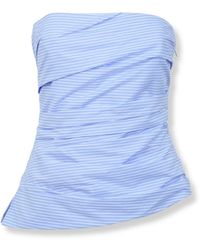 Jonathan Simkhai - Tops ,Blauw ,Katoen Emerson Ruched Bustier Top - Lyst