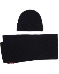 DSquared² - Ribgebreide Wollen Beanie &Amp; Sjaal Set - Lyst