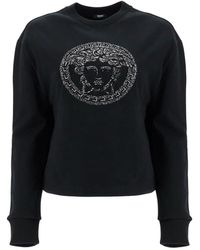 Versace - Hoodies & Sweatvesten ,Zwart ,Katoen Iconische Medusa Motif Sweatshirt - Lyst