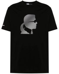 Karl Lagerfeld - Schwarzes t-shirt mit logo-print - Lyst