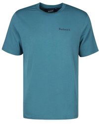 Barbour - Tops ,Blauw ,Katoen Logo T-Shirt Met -Coördinaten - Lyst