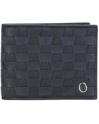Orciani - Accessoires ,Blauw ,Leer Blauwe Leren Portemonnee Met Geweven Patroon - Lyst