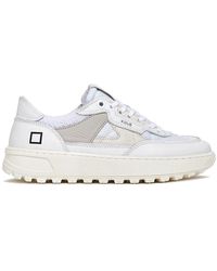 Date - Weiße ledersneakers mit grauen details - Lyst