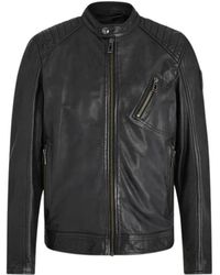 Belstaff - Zwarte Bikerjas V Racer Blauw - Lyst
